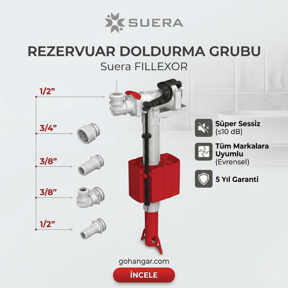 Suera Fillexor Tüm Markalara Uyumlu Sessiz Rezervuar Doldurma Grubu - Gömme Rezervuar İç Takım