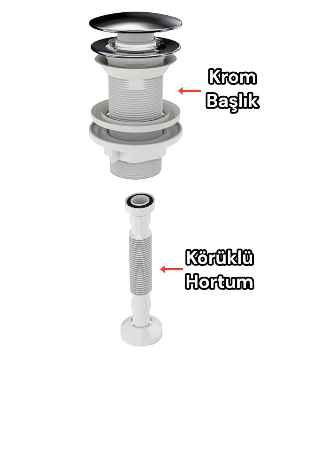 İzyapı Klik Klack Taşmalı Metal Bas Aç Lavabo Sifonu