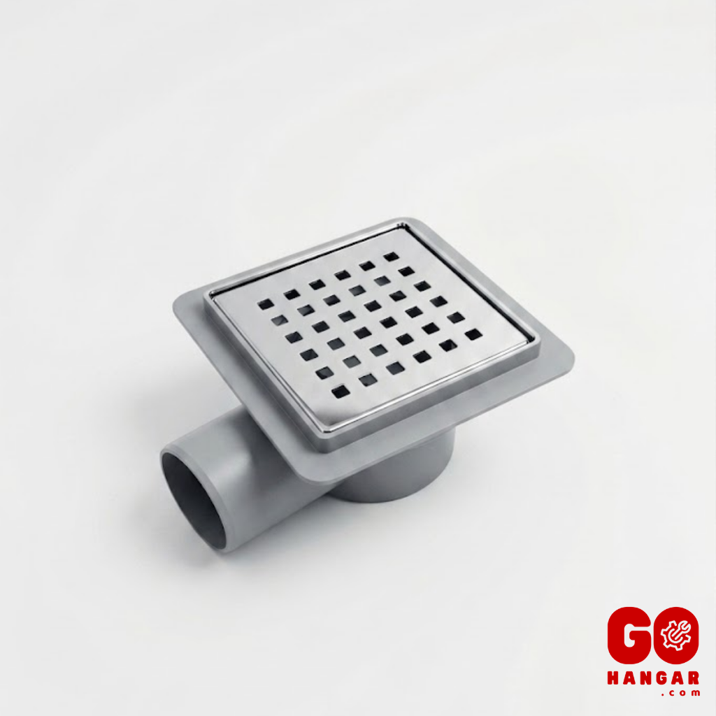 Krom Süzgeç - Yandan Çıkışlı - 10 x 10 cm - Ø 50 mm Çıkışlı - Banyo Süzgeci - Balkon - Gider